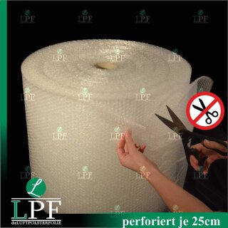 Luftpolsterfolie PERFORIERT (L&auml;nge alle 25 cm) Breite 50cm x L&auml;nge 60m / 80my