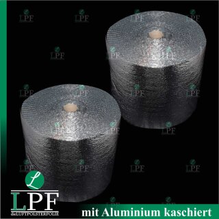 2x Luftpolsterfolie ALUMINIUM kaschiert Breite 50 cm x L&auml;nge 60 m / 250 my LPF