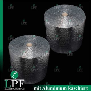 2x Luftpolsterfolie ALUMINIUM kaschiert Breite 50cm x L&auml;nge 60m / 250my