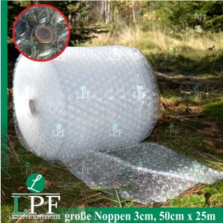 Luftpolsterfolie Gro&szlig;e Noppen (3cm) Breite 50cm x L&auml;nge 25m / 100my